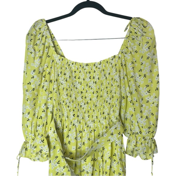 For Love & Lemons Chrysanthemum Mini Dress Lemonade Yellow Floral Medium - Picture 6 of 16